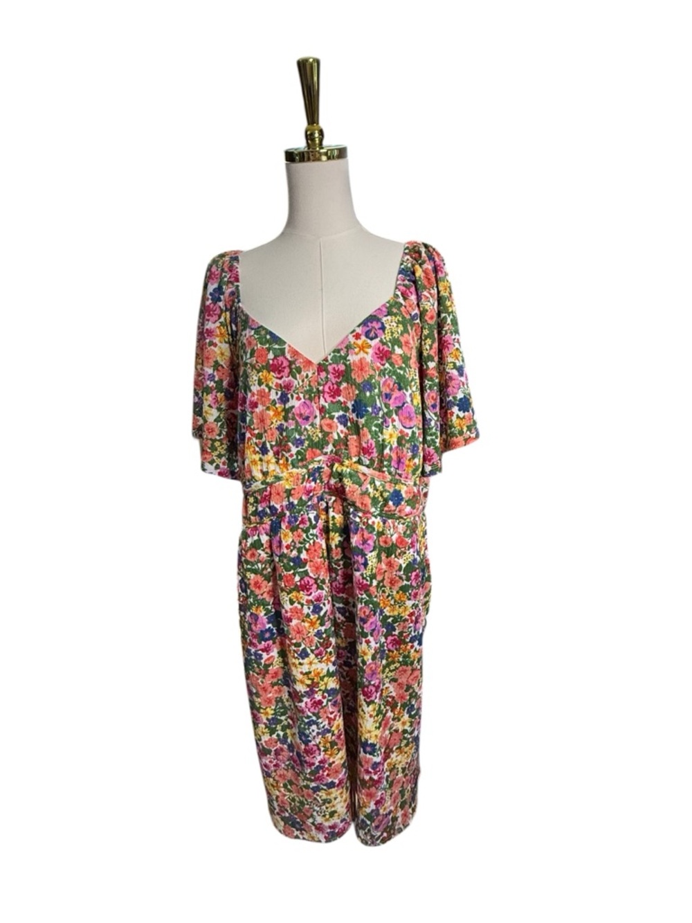 Cato Floral Midi Dress in Pink, Yellow, Green & Blue Size 18 / 20 W